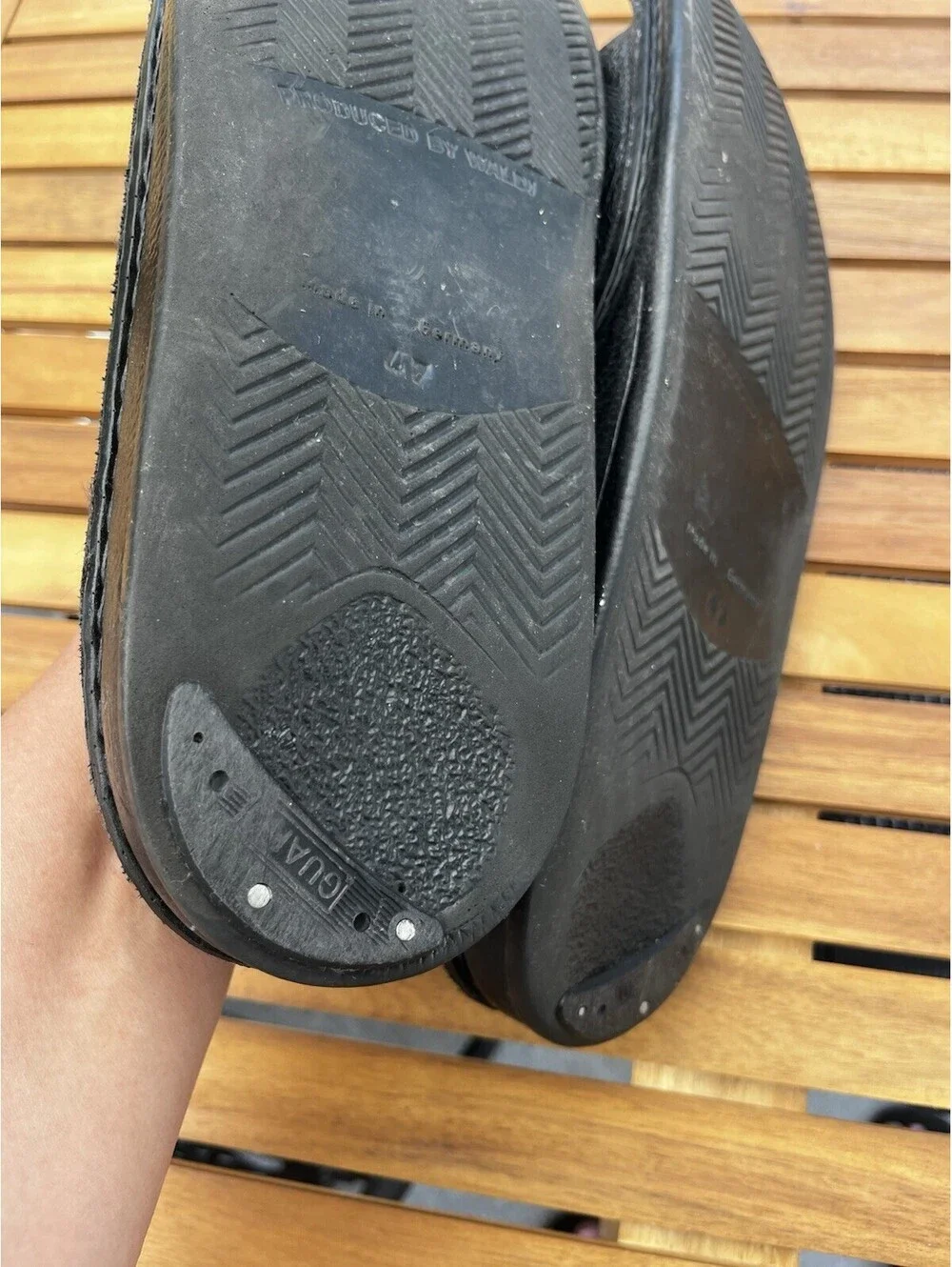 Finn Comfort Riad Men's Black Buggy Leather Slide Sandal Size EUR 47 / 12.5 US